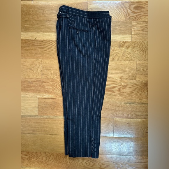 $1700 Thom Browne Backstrap Chalk Stripe Pants Gray Super 120’s Flannel Cropped - Picture 2 of 8